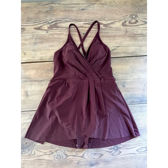 Cupshe One Piece Modest Bathing Suit Womens S Wine Color - Picture 1 of 8